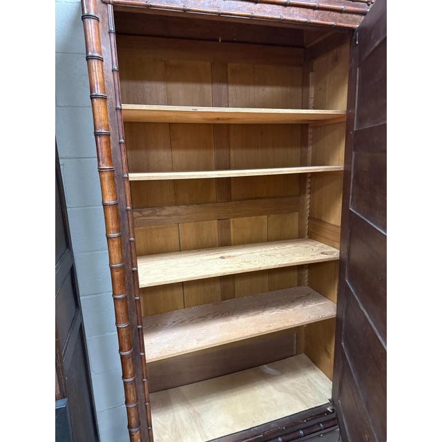 Victorian Faux Bamboo Armoire For Sale - Image 4 of 10