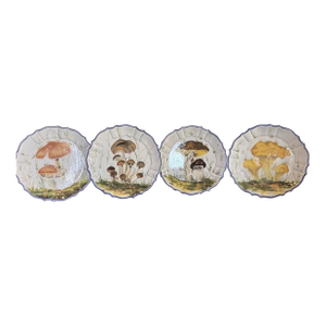 1970s Mushroom Bassano Hand Painted Plates - 4 in Set