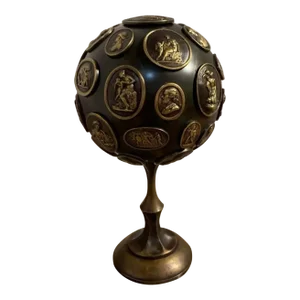 Grand Tour Gilt and Patinated Bronze Orb With Intaglios, From Mid 20th Century