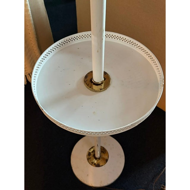Mid Century Double Gooseneck Floor Lamp With Center Reticulated Tray, Attributed to Gerald Thurston For Sale In New York - Image 6 of 9