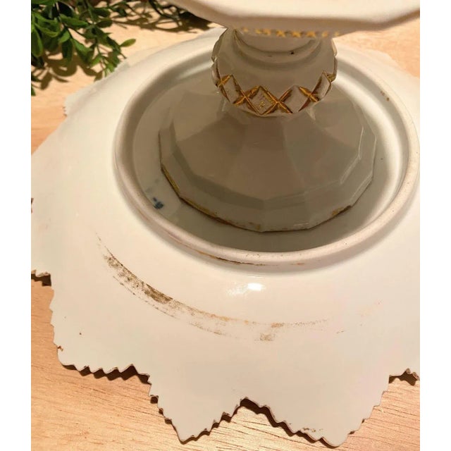 Late 19th Century Antique Meissen 19th Century Porcelain White & Gold Dessert Stand With Overlapping Grape Leaves For Sale - Image 5 of 8