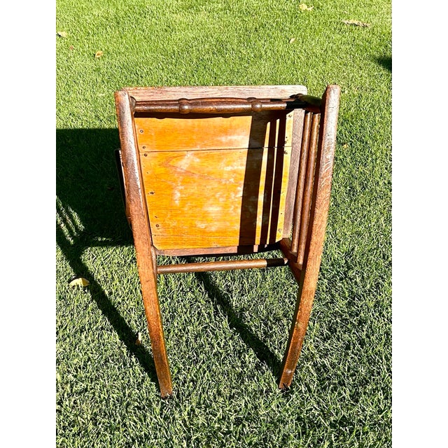 Farmhouse 19th Century, American Oak, Spindle-Back, Finial-Topped Posts, Rocking Chair With Cushioned Seat For Sale - Image 3 of 10