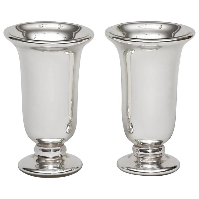 Mercury Glass Vases by Varnish - a Pair For Sale