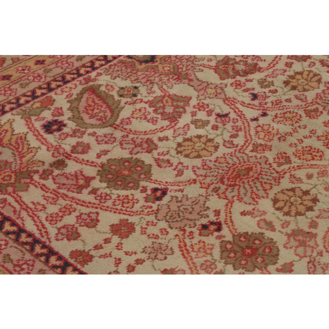 Antique Arts & Crafts Rug in Beige With Pink Floral Patterns, From Rug & Kilim For Sale In New York - Image 6 of 9