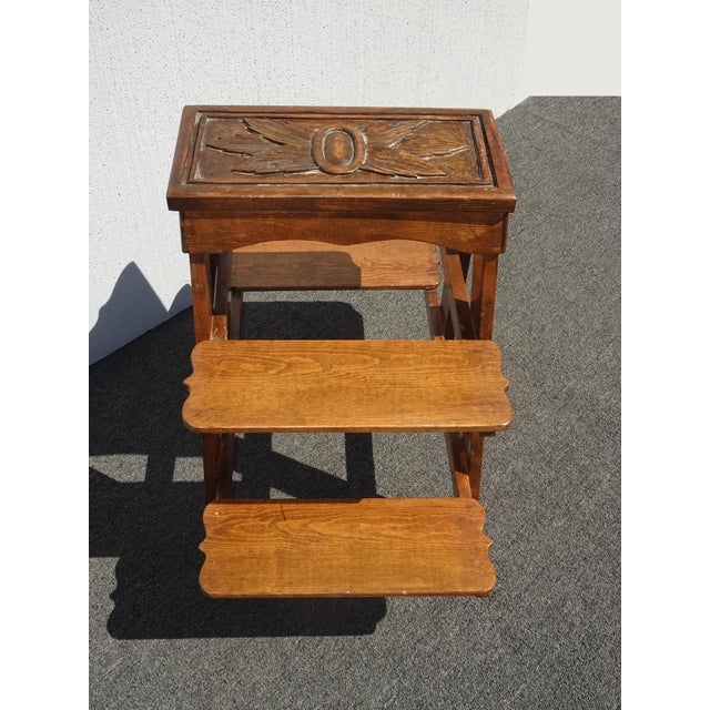 1990s Vintage French Country Oak Five Tier Carved Display Plant Stand For Sale - Image 5 of 12