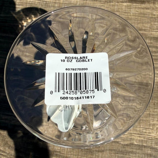 Late 20th Century Late 20th Century Waterford Rosslare Crystal Water Goblets Set of 4 Signed Ireland-1 Original Tag For Sale - Image 5 of 8