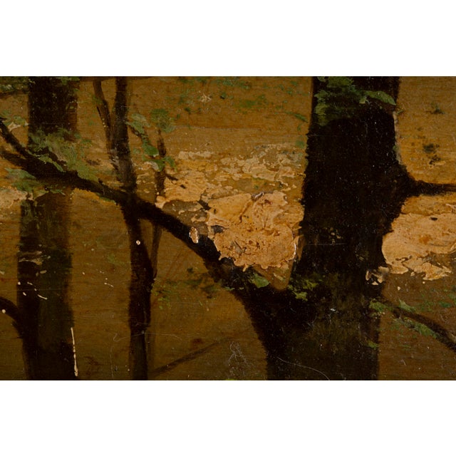 L. Delleani, Forest Interior with Sunlit Clearing, Oil on Panel For Sale - Image 4 of 17