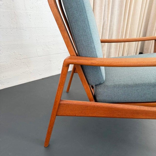 Cornflower Blue 1960s Danish Modern High Back Lounge Chair by Arne Wahl Iversen for Komfort For Sale - Image 8 of 11