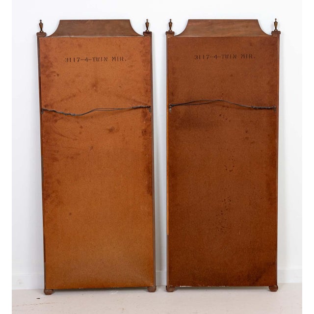 Pair Burled Walnut Mirrors With Brass Finials For Sale - Image 10 of 13