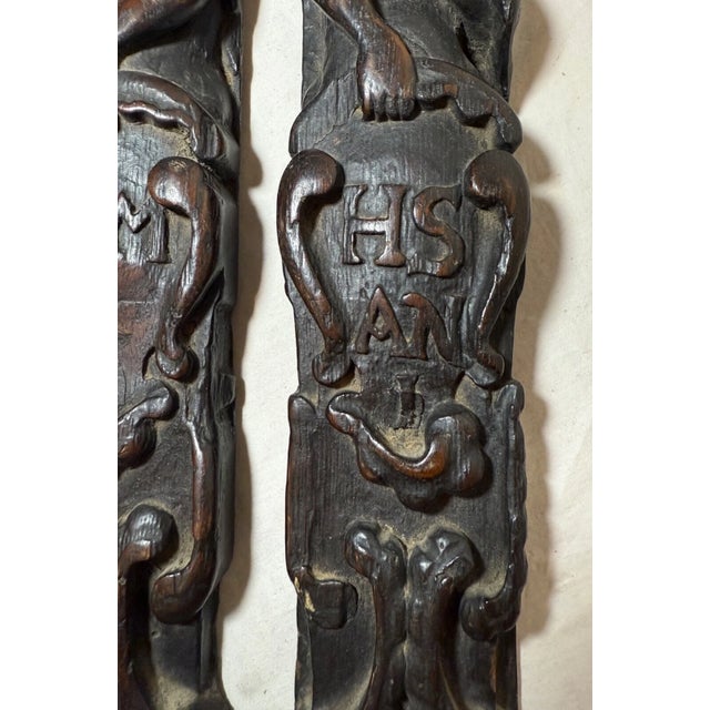 Pair Antique 1700's Hand Carved Wood Architectural Salvage Lady Sculpture Statue For Sale In New York - Image 6 of 14