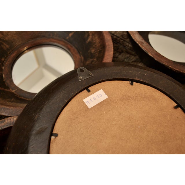 Mid 20th Century Mid 20th Century Primitive Style Wood Bowl Mirrors - Set of 5 For Sale - Image 5 of 5
