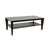 Chic coffee table with multi-sided diagonal base and a shelf. Shown in ebonized walnut. width: 47" depth: 24" height: 16.5"