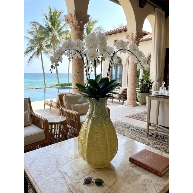 Yellow Vintage Italian Mid-Century Majolica Pineapple Vase For Sale - Image 8 of 11