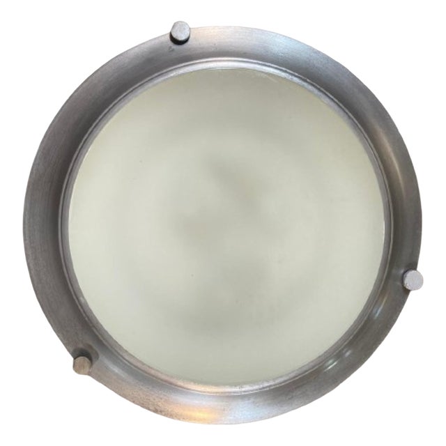 Mid-Century Round Aluminum Wall or Ceiling Lamp, 1970s For Sale