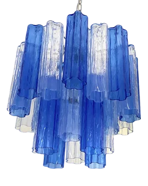 Sky-Blue and Blue Tronchi Murano Glass Sputnik Chandelier by Simoeng
