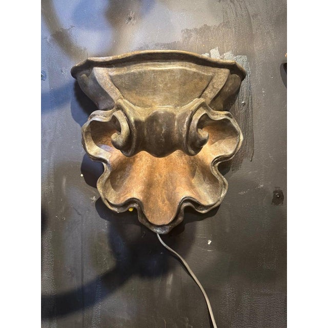 Sculpture Materials 1930’s French Plaster Shell Sconces With 2 Interior Light - a Pair For Sale - Image 7 of 8