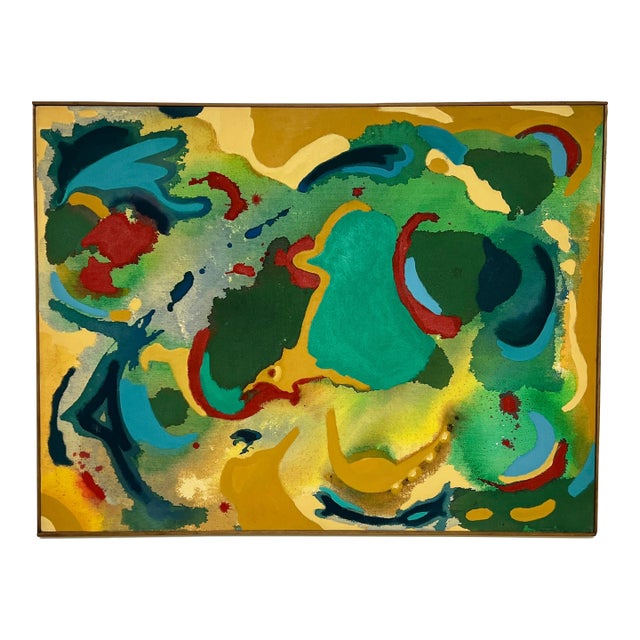 D. 1980 Post Modern Abstract Stain Painting Signed A. Cohen For Sale