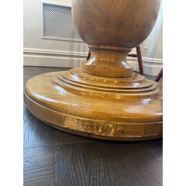 Custom 54" Round Wood Pedestal Dining Table - Farmhouse / Traditional Style For Sale In New York - Image 6 of 6
