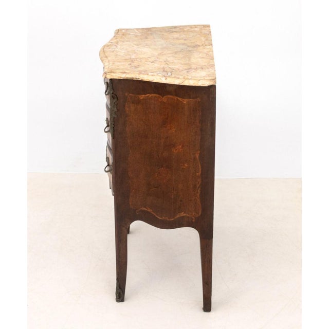 Brown Louis XV Style Marble Top Mahogany Chest of Drawer For Sale - Image 8 of 9
