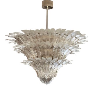 Murano Glass 3-Tier Chandelier with Chrome Fittings For Sale