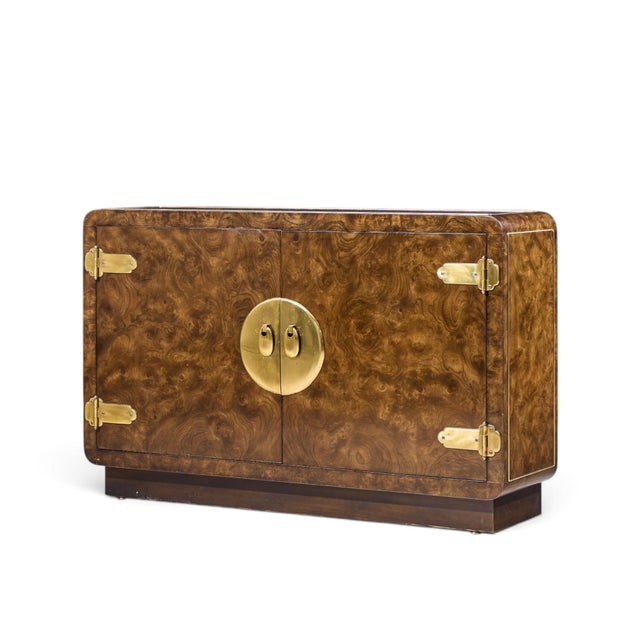Mid-Century Modern Mastercraft Mid Century Burlwood and Brass Credenza For Sale - Image 3 of 8