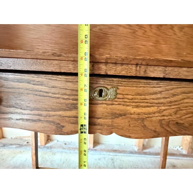 Antique Rococo Style Oak Drop Front Writing Desk For Sale - Image 14 of 18