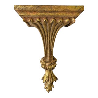 Vintage French Provincial Gilt Wall Shelf Sconce For Sale