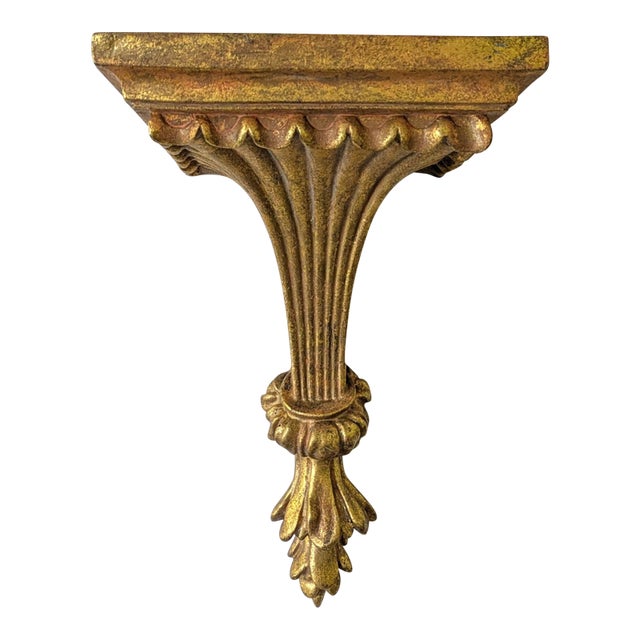 Vintage French Provincial Gilt Wall Shelf Sconce For Sale