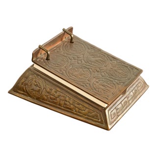 Tiffany Studios New York Zodiac Pattern Bronze Perpetual Desk Calendar or Memo Pad Holder For Sale
