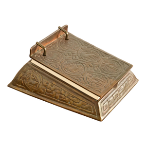 Tiffany Studios New York Zodiac Pattern Bronze Perpetual Desk Calendar or Memo Pad Holder