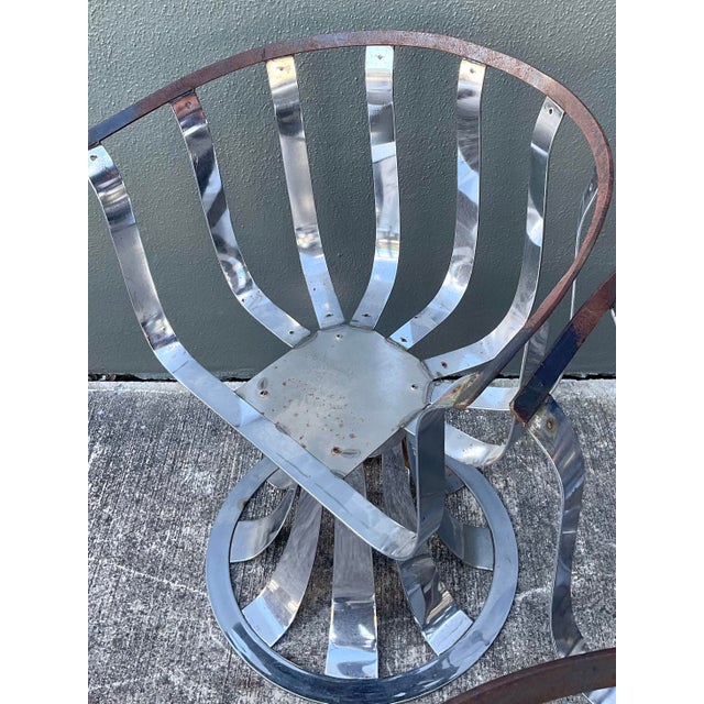 Vintage MCM Herbert Siegler for Russell Woodard Chrome Swivel Dining Chairs - Set of 4 For Sale - Image 9 of 12