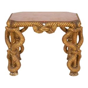 Italian Carved Gilt & Faux Porphyry Side Table