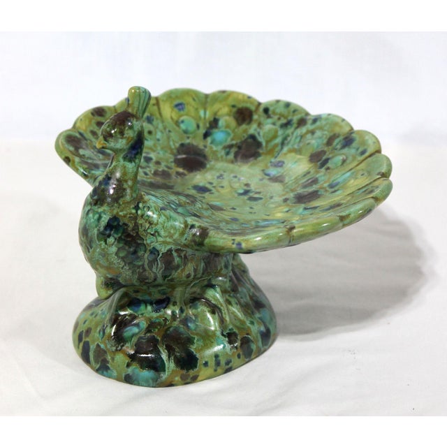Excellent Vintage Mid-Century Ceramic Peacock Bowl For Sale - Image 4 of 7
