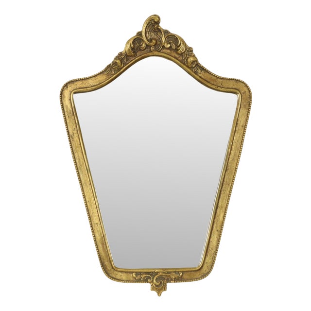 Baroque French Crested Mirror with Gold Leaf Gilt, 1960s For Sale