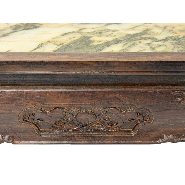 Wood Rectangular Dream Stone Inlaid Rosewood Foo Dog Lions Motif Display Stand For Sale - Image 7 of 9