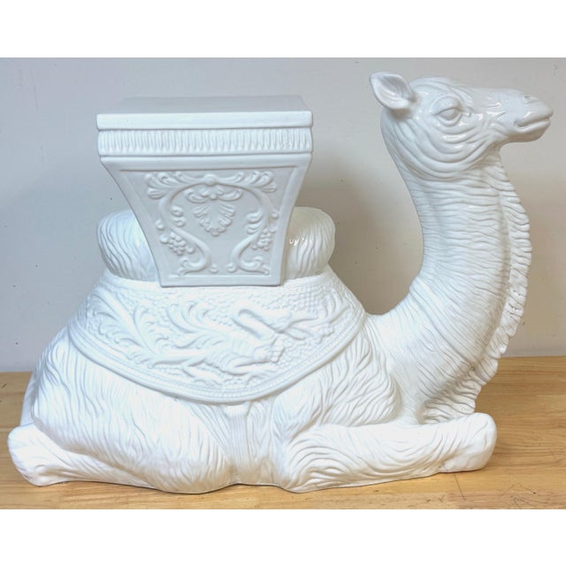 Italian Hollywood Regency Blanc de Chine Camel Garden Seat or Side Table, 1970s For Sale - Image 10 of 14