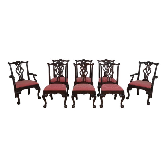 Set of 8 Henredon Mahogany Chippendale Style Dining Chairs For Sale