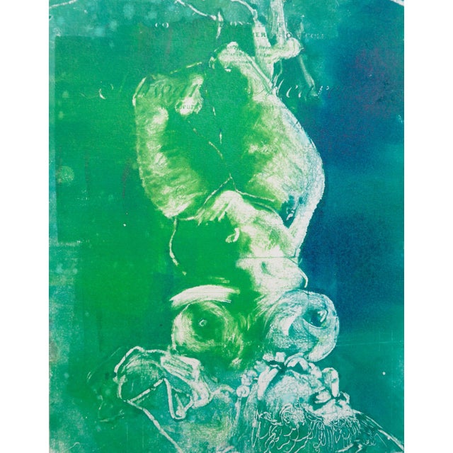 Shabby Chic "Mermaid in Green" Fine Art Monotype by Martha Holden For Sale - Image 3 of 6