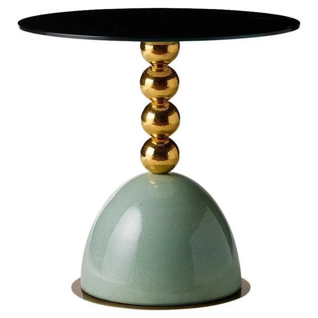 Gold Pins Round Side Table with Spheres by Marioni For Sale - Image 8 of 8