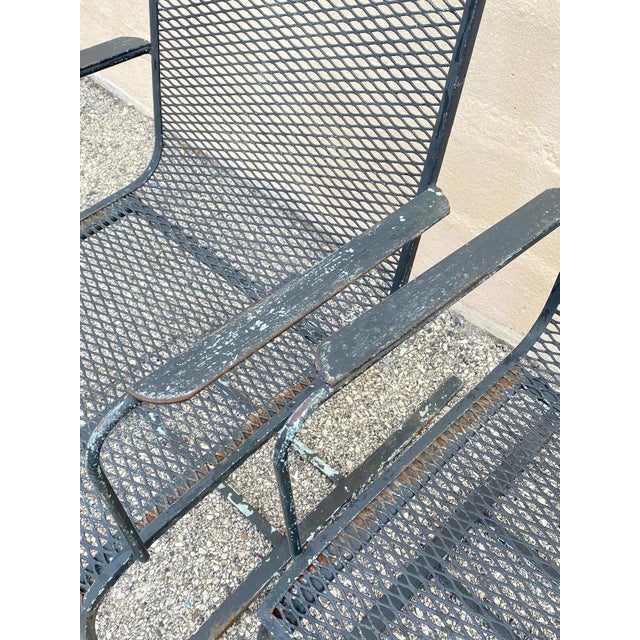 Mid 20th Century Modern Wrought Iron Metal Mesh Cantilever Garden Patio Chair - Pair For Sale In Philadelphia - Image 6 of 10