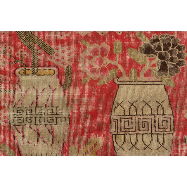 Traditional Vintage Samarkand Rug in Red With Rare Pictorial Design - Rug & Kilim For Sale - Image 3 of 8