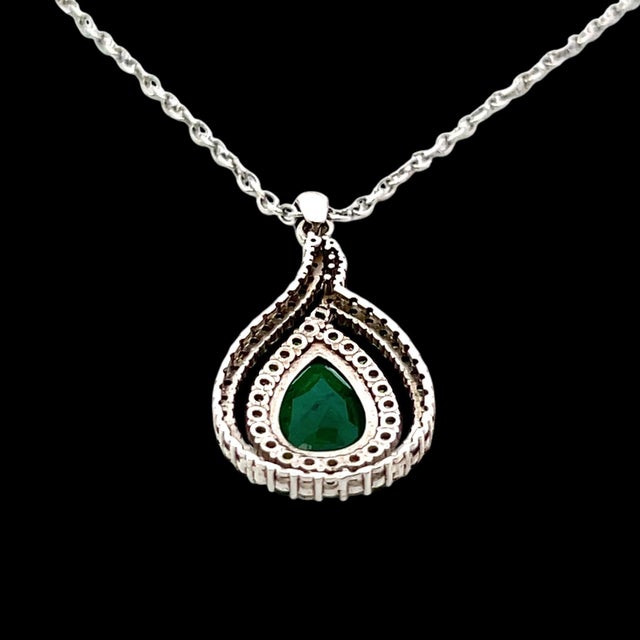 Metal Natural Emerald Diamond Necklace 18" 14k Gold 5.6 TCW Certified For Sale - Image 7 of 13