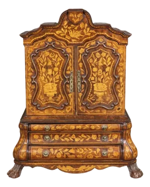 Rare Miniature Inlaid Dutch Marquetry Salesman's Sample or Jewelry Box