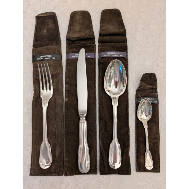 Late 20th Century Christofle "Chinon" Sterling Silver 4-Piece Place Settings, 8 Sets 32 Pieces For Sale - Image 12 of 17