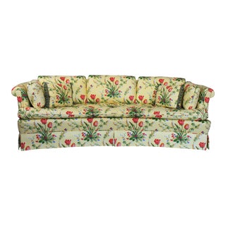 Yellow Floral Curved Chitnz Sofa For Sale