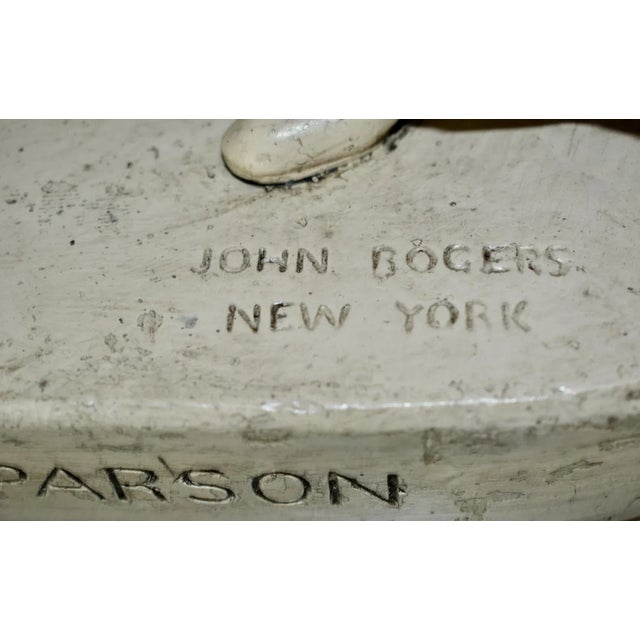 John Rogers Plaster Statue Sculpture Antique Coming to the Parson Patented 1870 For Sale - Image 10 of 12