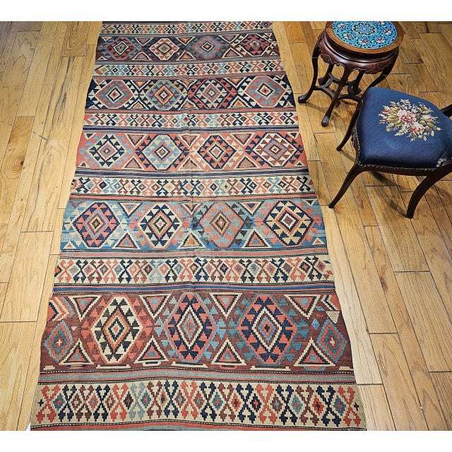 Antique Caucasian Kazak Kilim, Wool Flatweave, Geometric Design, 1890s, 5' x 10' For Sale - Image 12 of 14