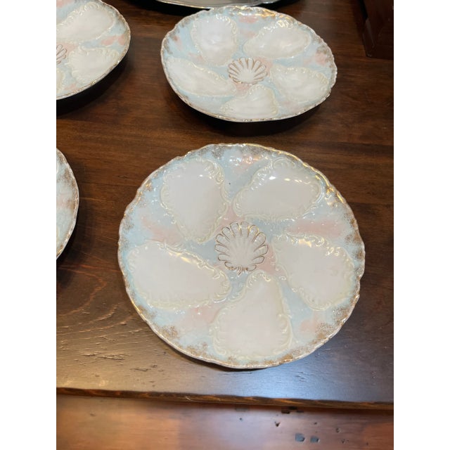 French Provincial Antique Ceramic Oyster Plates- Set of 6 For Sale - Image 3 of 7