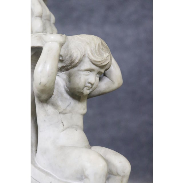 Traditional 20th C Pair White Marble Figural Carved Pedestals Plantstands For Sale - Image 3 of 13