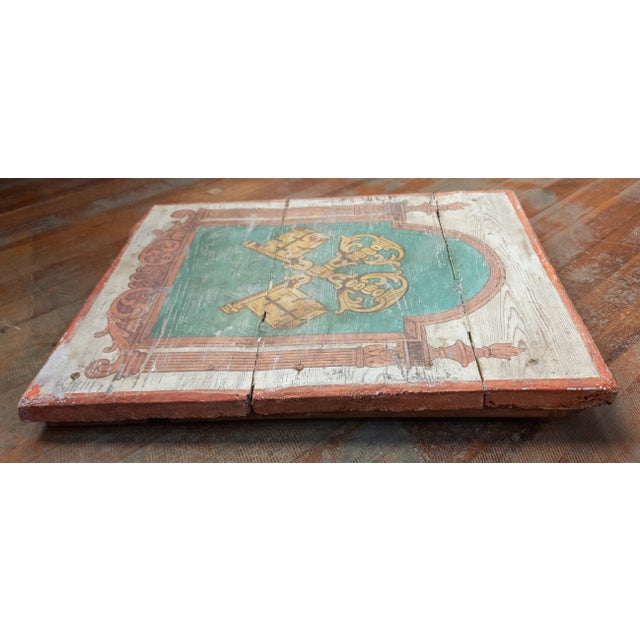 18th Century Italian Polychrome Painted Banking Bank Trade Sign With Crossed Keys For Sale - Image 10 of 12